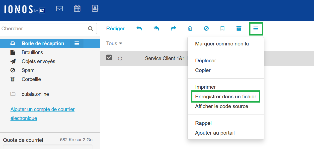 Exporter les données d'un produit IONOS Email  IONOS Assistance