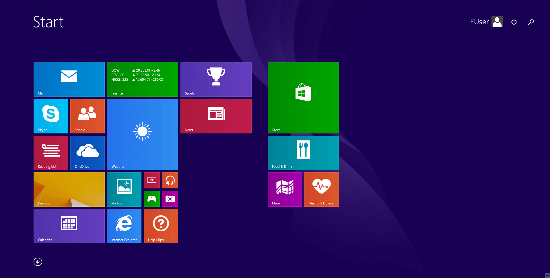 Écran d’accueil de Windows 8.1 avec Modern UI