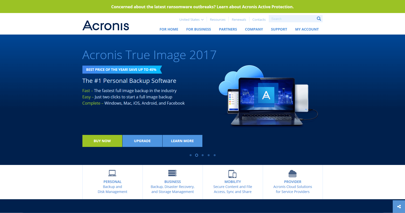 Site Web sur les produits : Acronis True Image 2017
