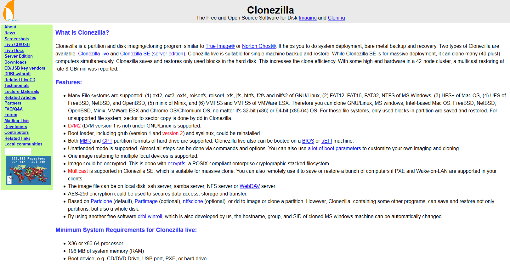 Site Web du projet Clonezilla
