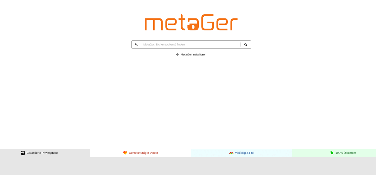 Page d’accueil de MetaGer