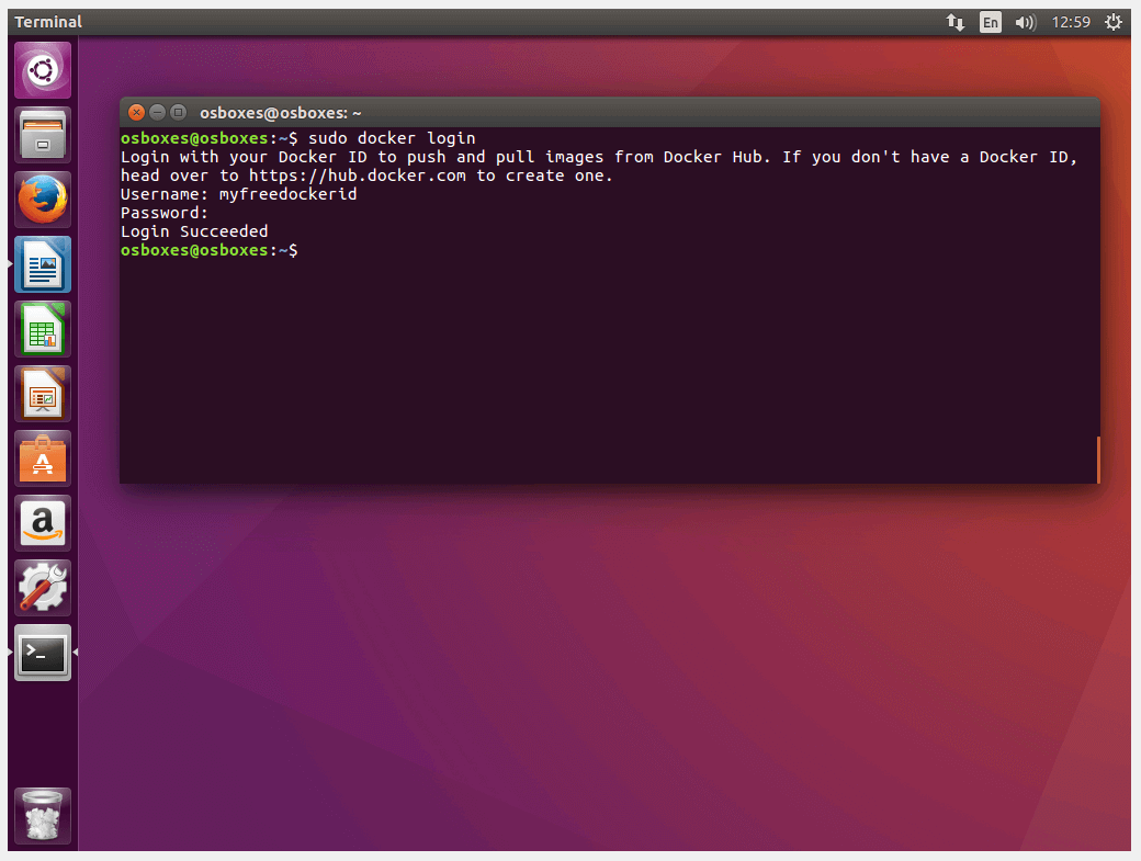 Inscription sur Docker-Hub via le terminal Ubuntu