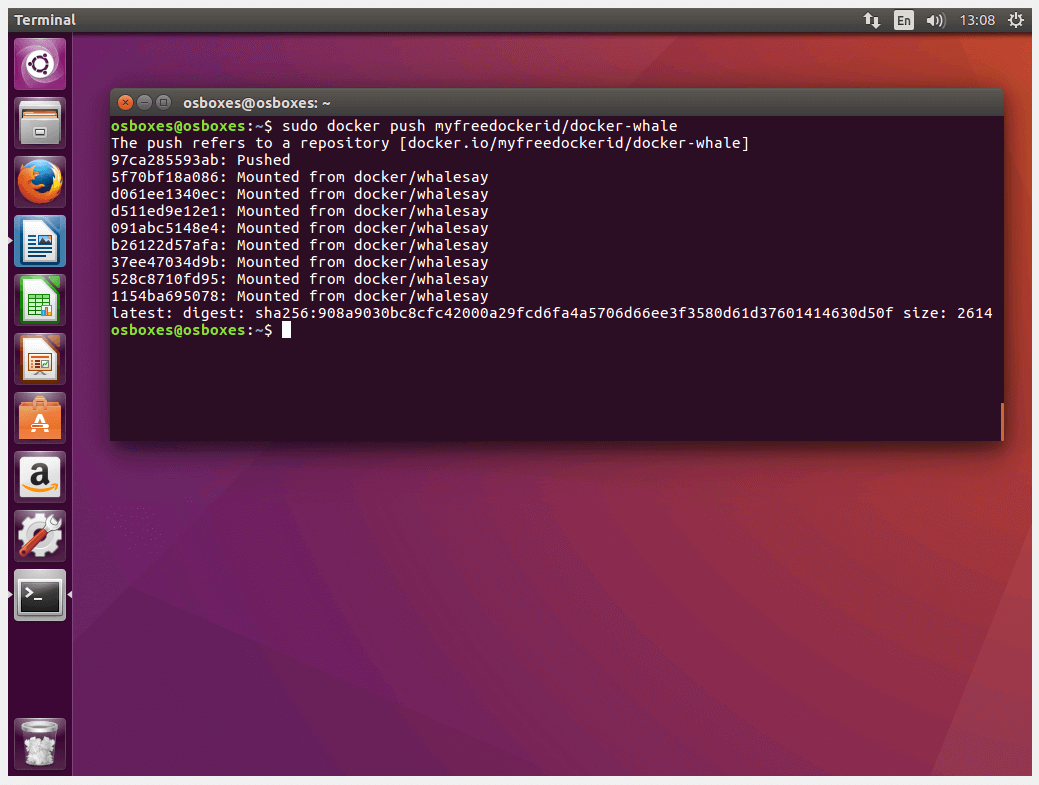 Terminal Ubuntu: Message d’état après le téléchargement de l’image