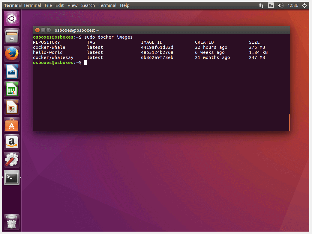 Aperçu de toutes les images locales sur Terminal Ubuntu
