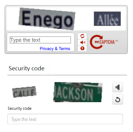 reCAPTCHA classique dans le cadre d’une connexion utilisateur.