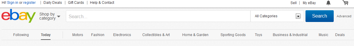 Capture d’écran de la fonction de recherche d’eBay