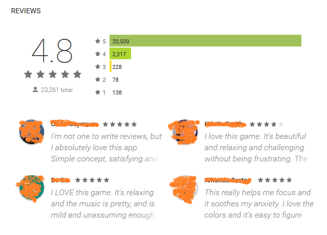 Capture d‘écran d’une évaluation d’application dans Google Play Store.