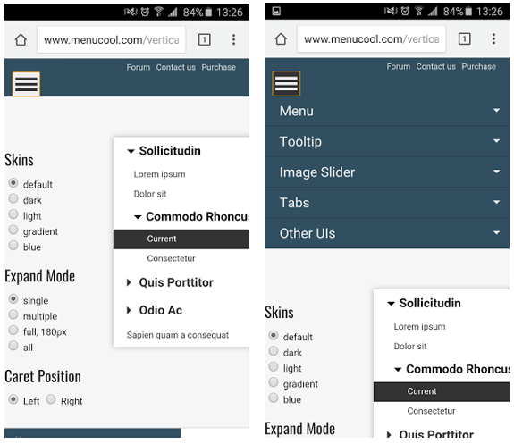 Exemple de navigation toggle, menucool.com