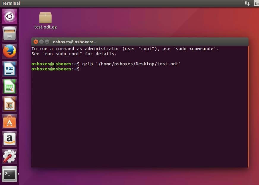 Terminal Ubuntu : un exemple de compression de fichier avec gzip