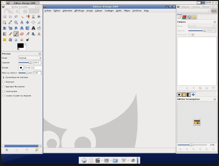 Capture d’écran de GIMP, avec la boite à outils