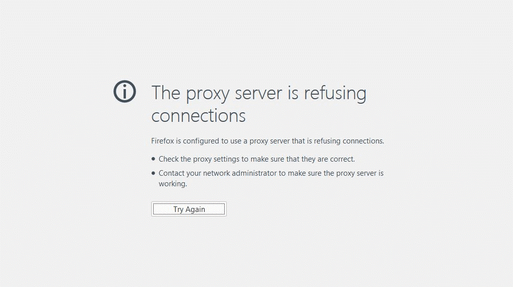 [« Impossible de se connecter au serveur proxy », message d’erreur en anglais