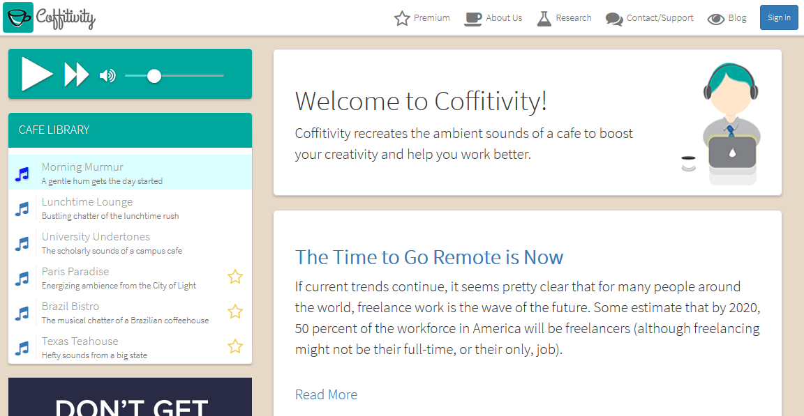 Overview of the Coffitivity website