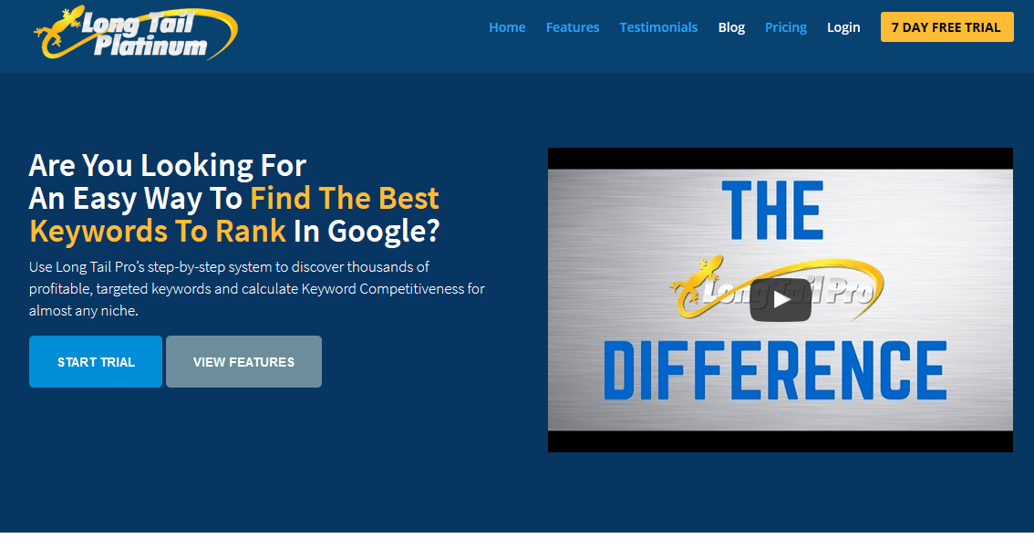 Long Tail Pro homepage Long Tail Pro homepage