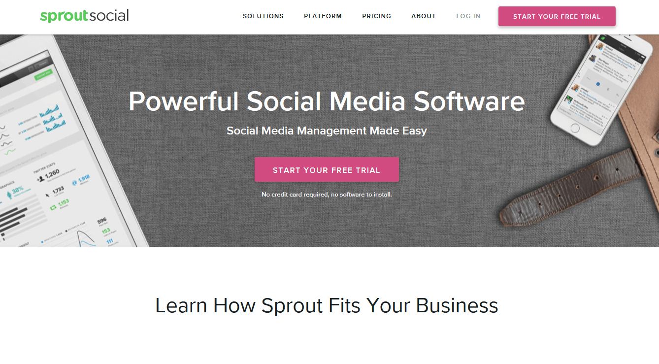 Screenshot of the Sprout Social site Screenshot of the Sprout Social site