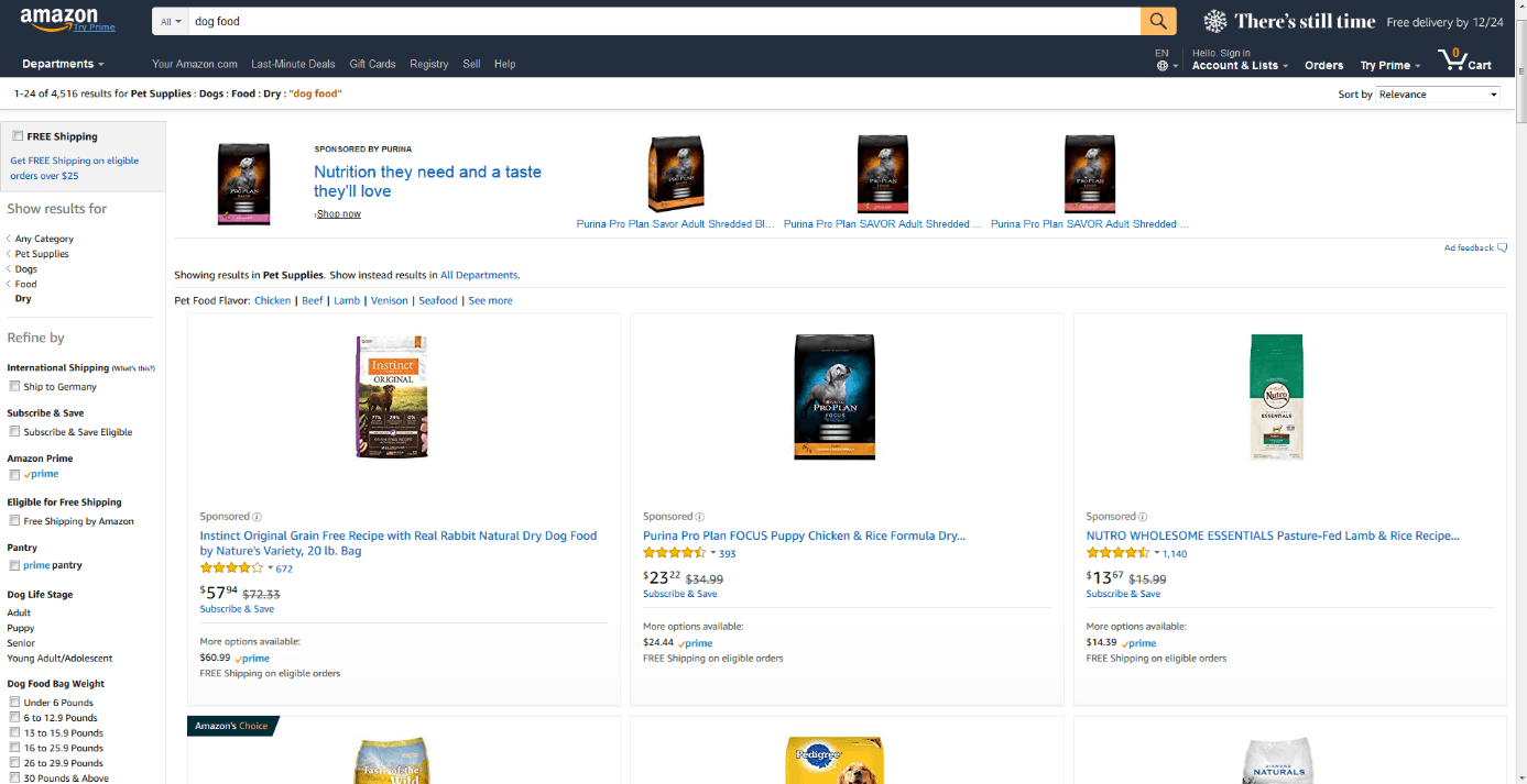 Résultats de la recherche sponsorisée sur Amazon.com
