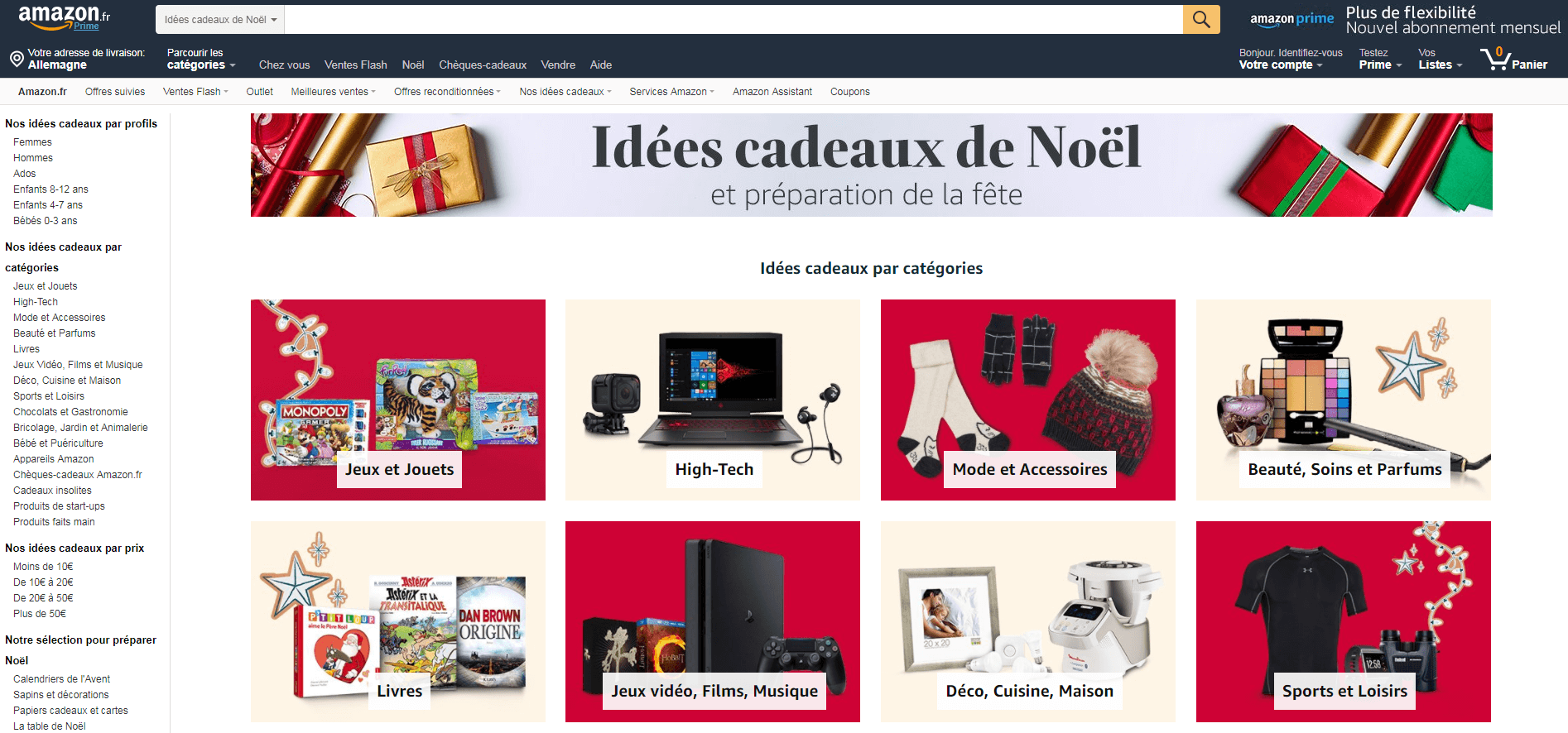 Page d’accueil d’Amazon.fr