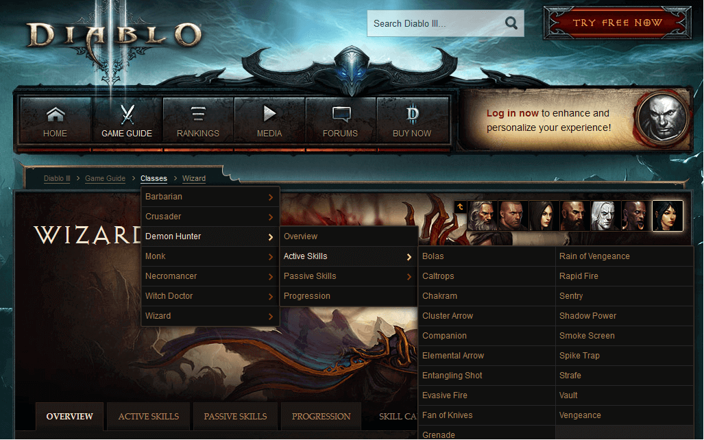 Capture d’écran du site officiel de Diablo III