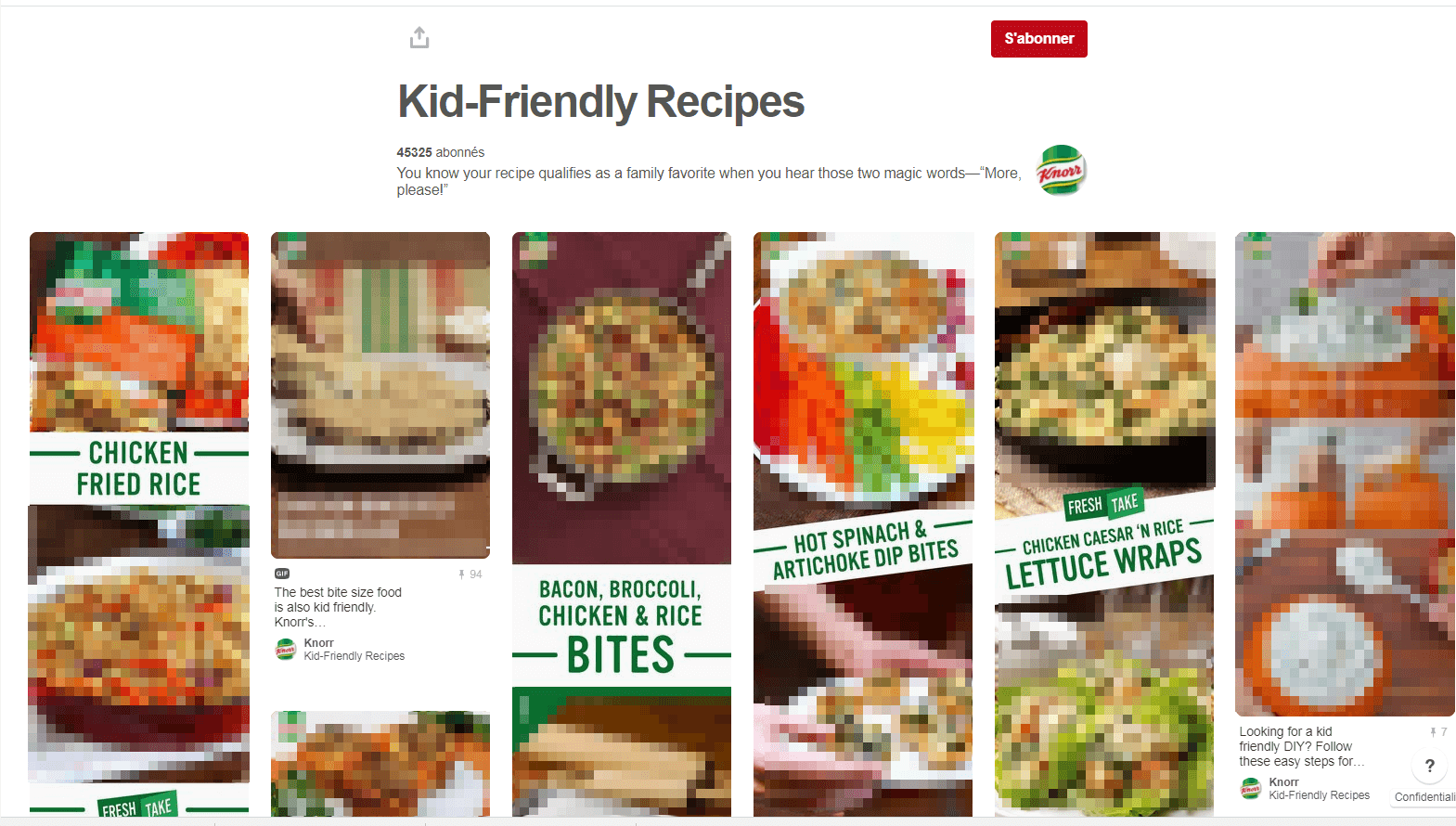Tableau de recettes du profil Pinterest de Knorr