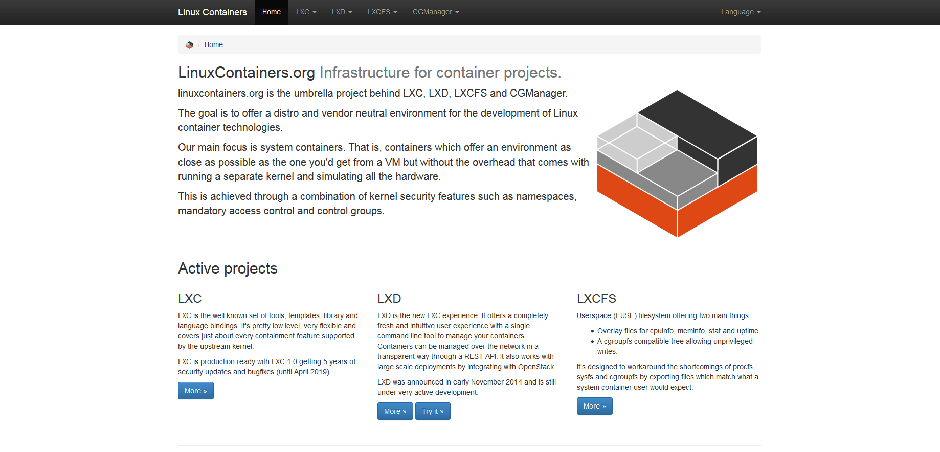 Site Internet du projet LinuxContainers.org