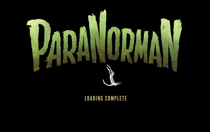 Page d’accueil et de chargement du site du film d’animation ParaNorman