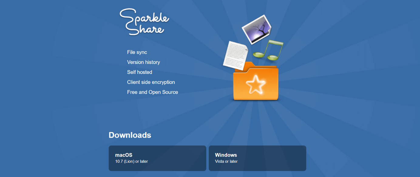 Page web de SparkleShare