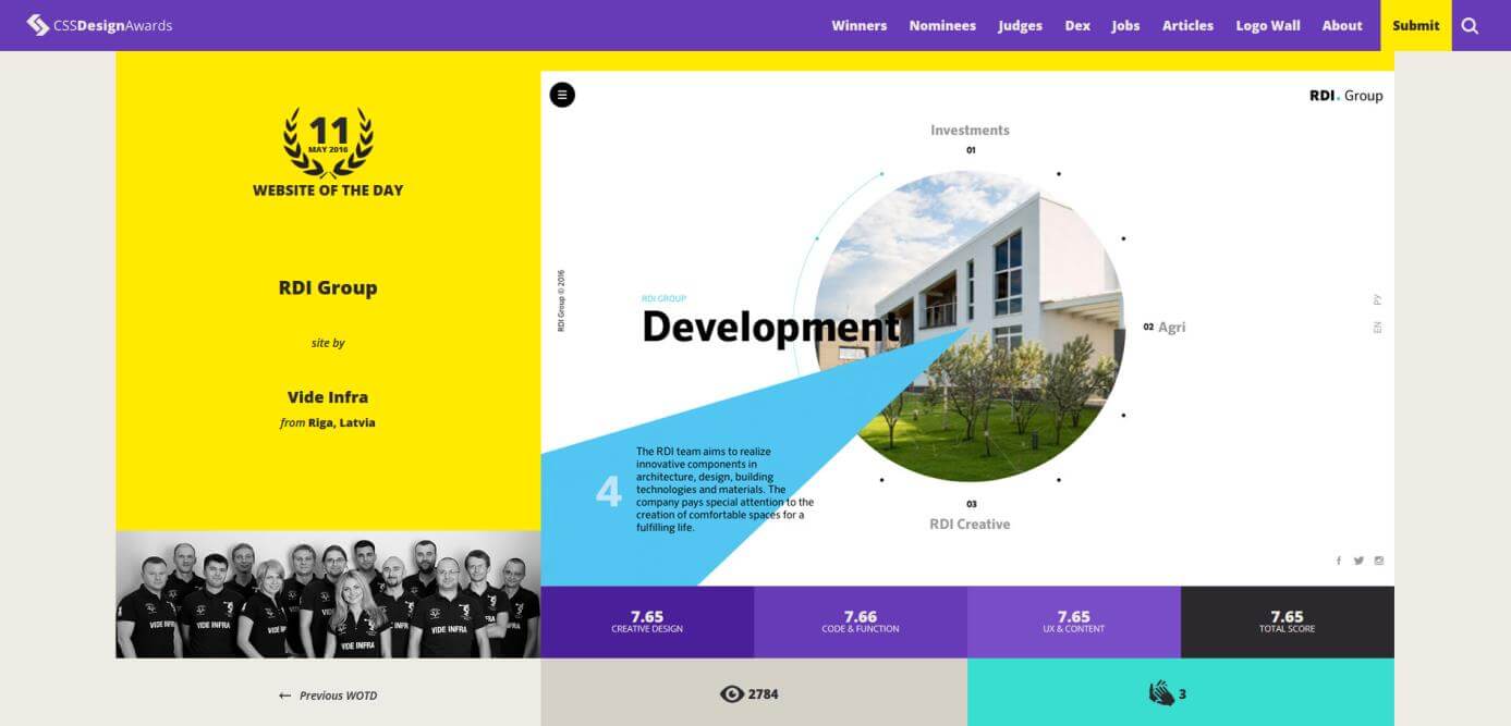 Page d’accueil de CSS Design Awards