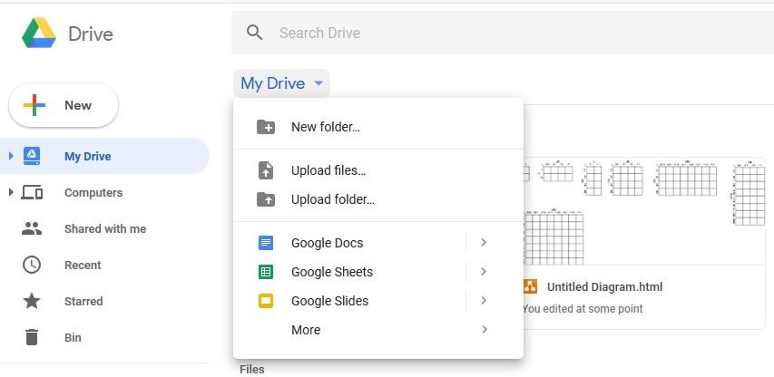 Google Drive : interface de l’application Web de Drive