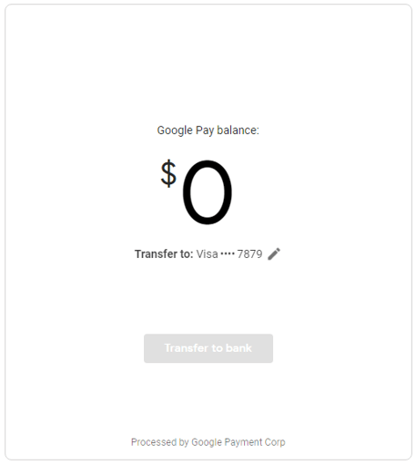 Transfert bancaire sur Google Pay.