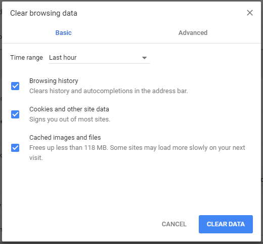 Chrome : supprimer les données du navigateur.