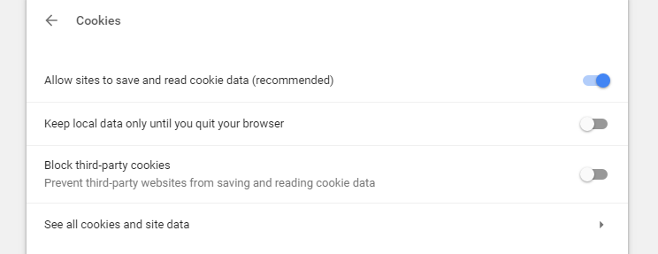 Chrome : activer les cookies