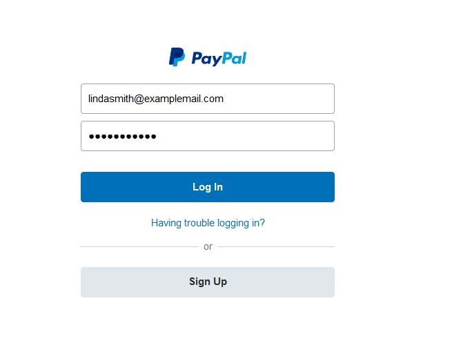 PayPal : menu de connexion