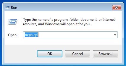 Windows 8 : exécution du service ncpa.cpl.