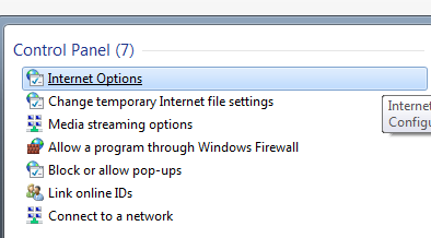 Trouvez les options Internet sous Windows