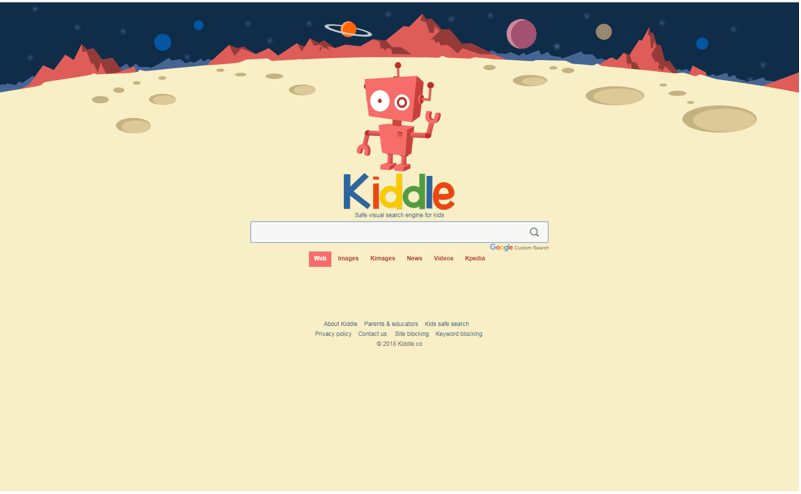 Page d’accueil du moteur de recherche pour enfants Kiddle.co
