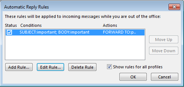 Aperçu des règles pour les messages d’absence du bureau dans Outlook