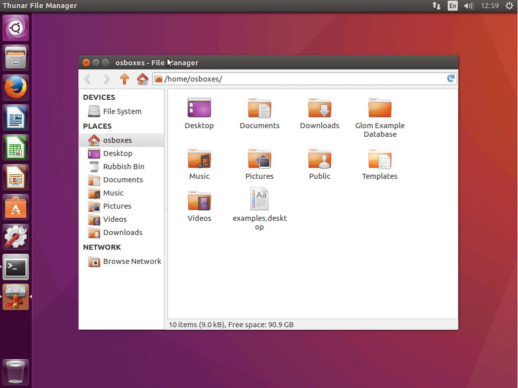 Interface utilisateur du gestionnaire de fichiers Linux, Thunar