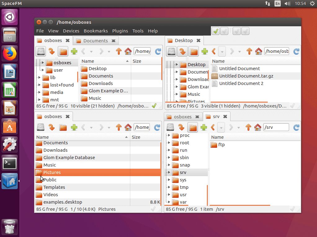 Interface utilisateur du gestionnaire de fichiers Linux, SpaceFM