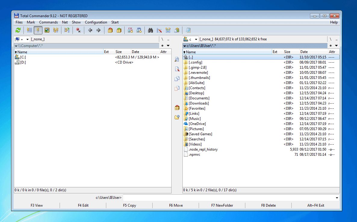Interface utilisateur du gestionnaire de fichiers Windows, Total Commander