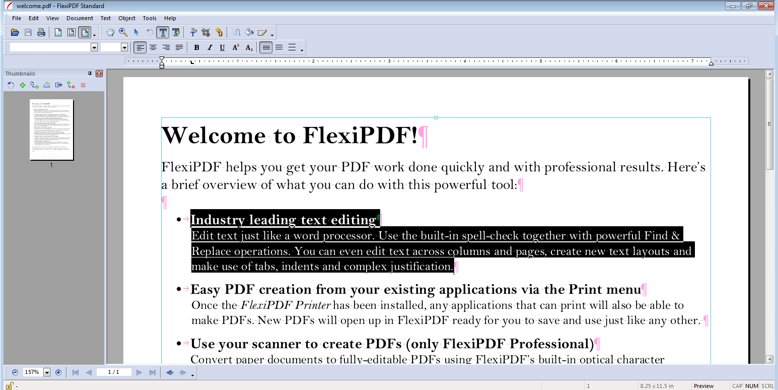 Fonction d'édition de texte dans FlexiPDF
