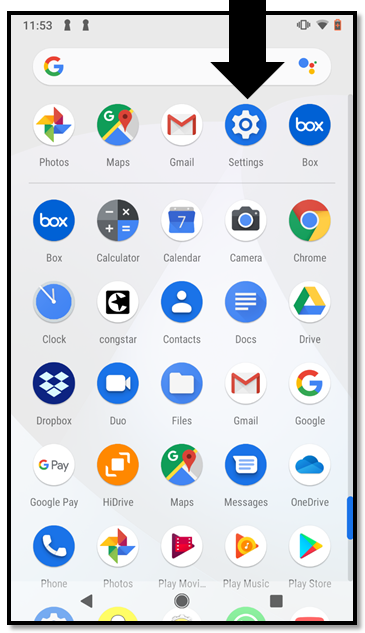 Interface utilisateur d’Android avec le tiroir d’applications Interface utilisateur d’Android avec le tiroir d’applications