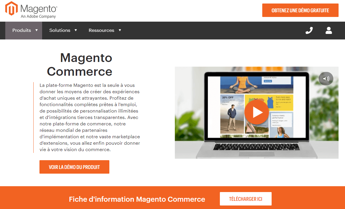 Page d’accueil du projet open-source Magento