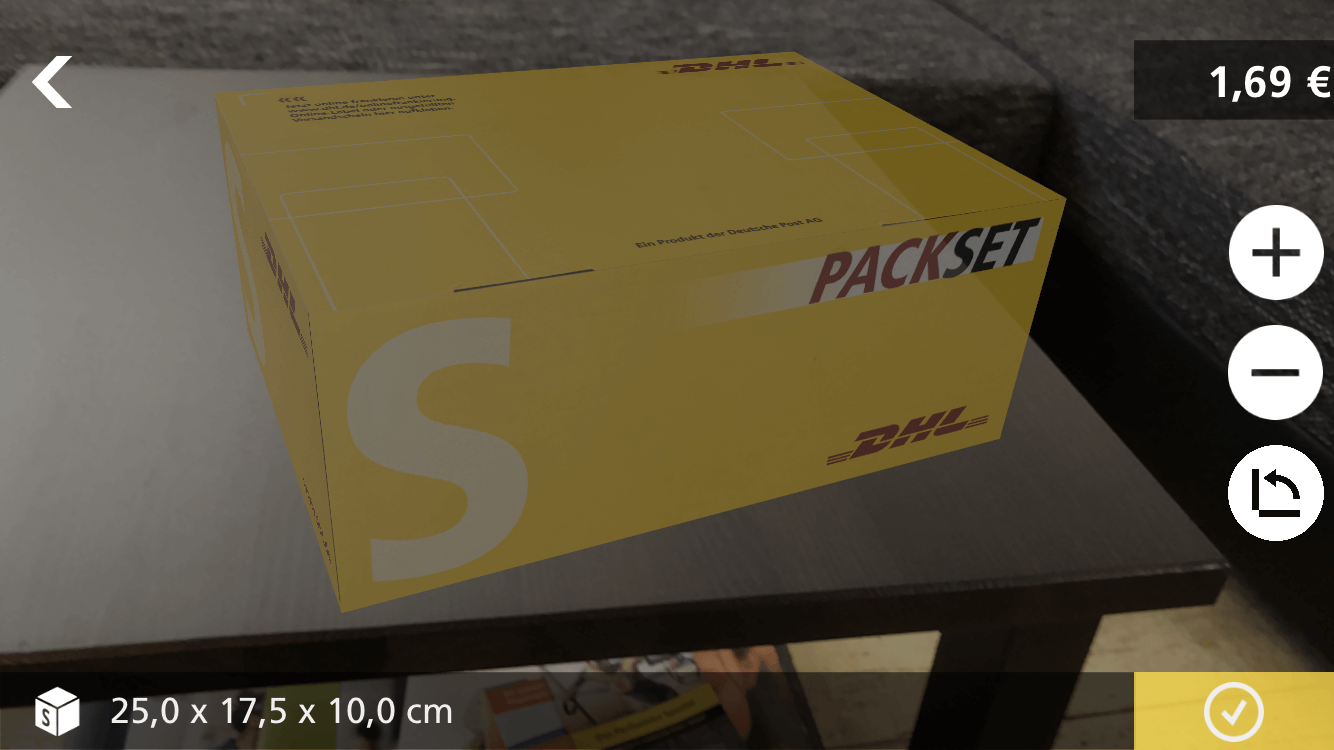 DHL Packset App : Virtuelle Packset-Box « S »