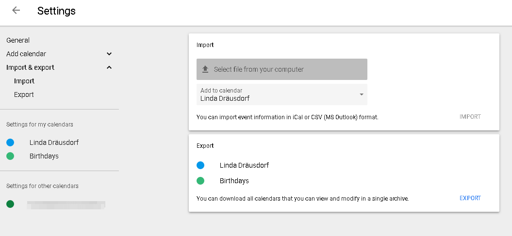 Ustawienia kalendarza Google: import i eksport