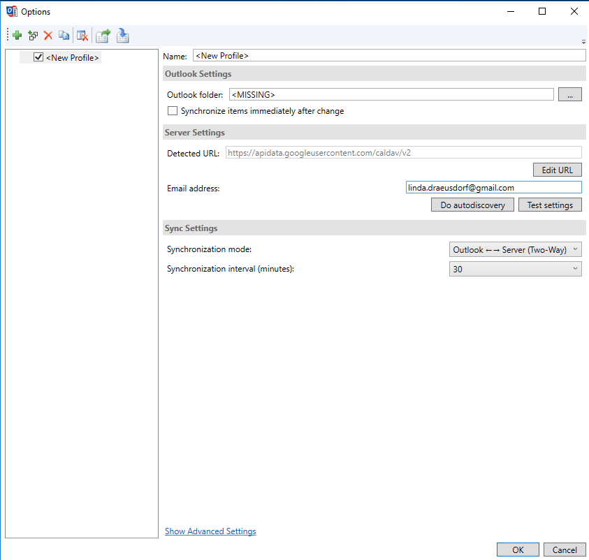 Parametry synchronizacji synchronizacji w programie Outlook