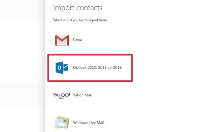 Importer des contacts dans Outlook on the Web