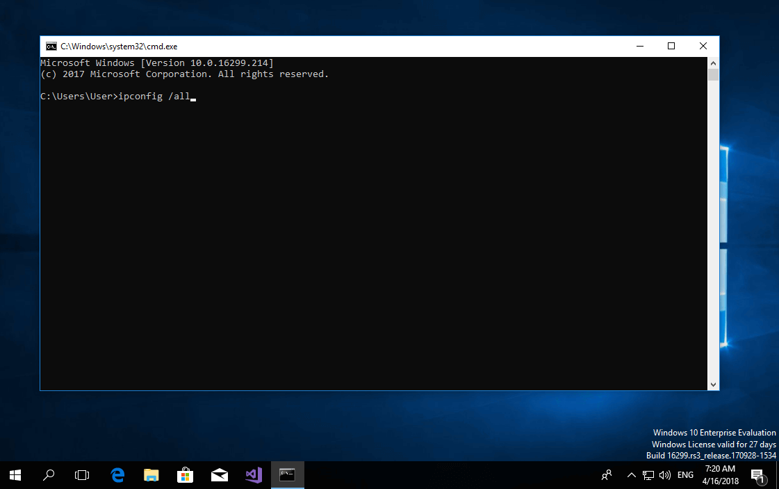 terminal dans Windows 10 Enterprise