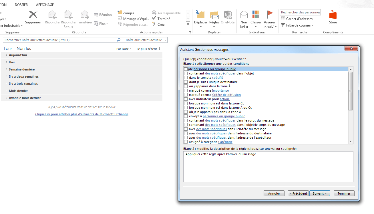 Microsoft Outlook 2013 : l’assistant Gestion de messages.