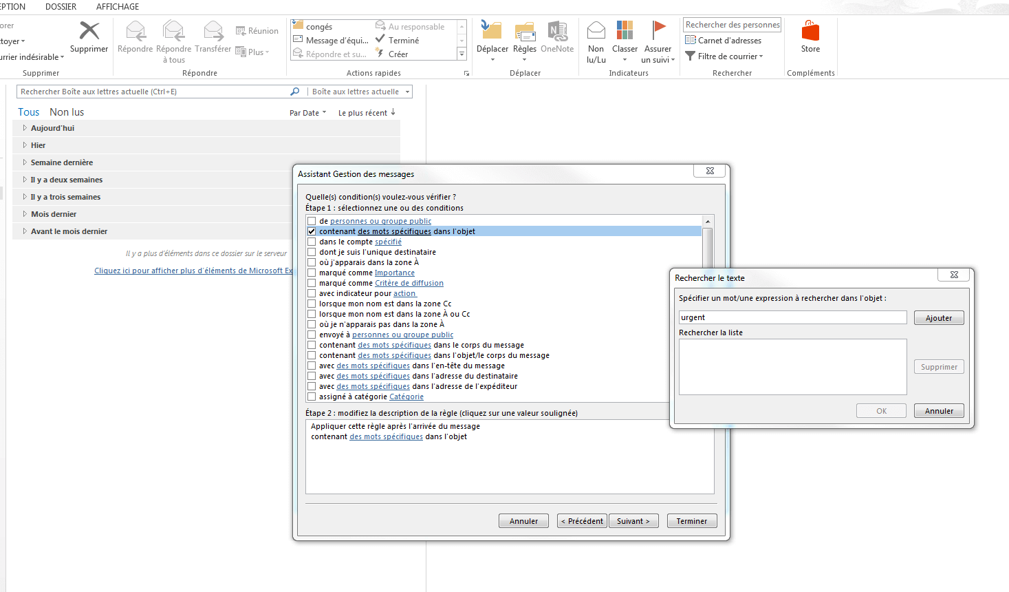 Microsoft Outlook 2013 : l’assistant Gestion des messages.