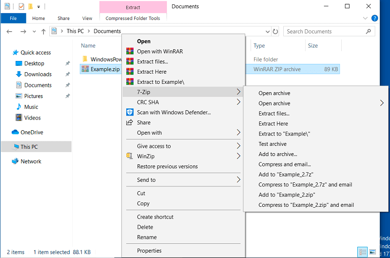gration de 7-Zip dans le menu contextuel du gestionnaire de fichiers de Windows