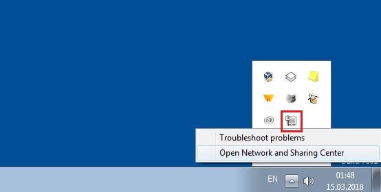 Windows 7 : Icone Réseau dans le System Tray
